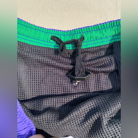 Vintage 90s Y2K  Speedo Black and Purple Swim Shorts Faded - Picture 6 of 6